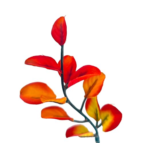5 Pcs 37.4" Artificial Eucalyptus Stems for Vase, Autumn Yellow Leaf Faux Greenery, Olive | Ficus Long Stem Fake Leaves, Indoor Faux Plants for Home Office Decor