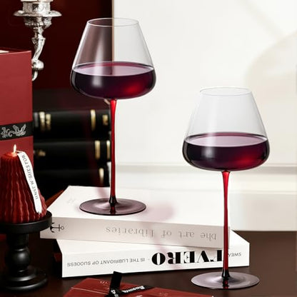 KAMMAK Crystal Red Wine Glasses Set of 2, 23.67 oz Stemmed Glasses, XY020 | Hand Blown, Bordeaux Wine Glasses, Thin Rim & Long Stem, Red & White, Daily Use, Wedding or Birthday Gift for Women - size: 8KPDSXY020