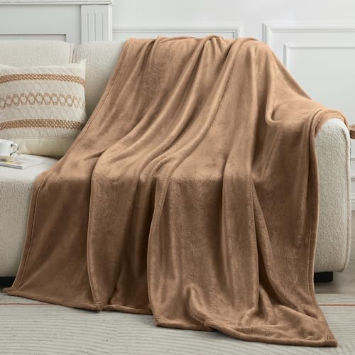 KMUSET Brown Throw Blanket Twin Size - Warm Cozy Soft Lightweight Blankets All Seasons Suitable 60 x 80 inches - color: Brown, size: Twin(60"x80")