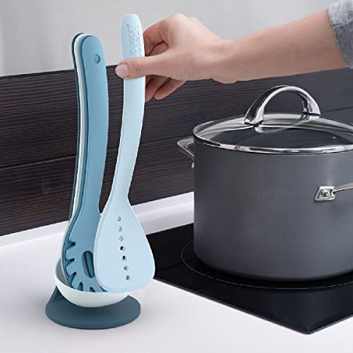 Joseph Joseph Nest Utensils Compact Stacking Kitchen Tool Set with Magnetic Storage Stand Nylon, 5-piece, Editions- Sky,Blue - color: Blue