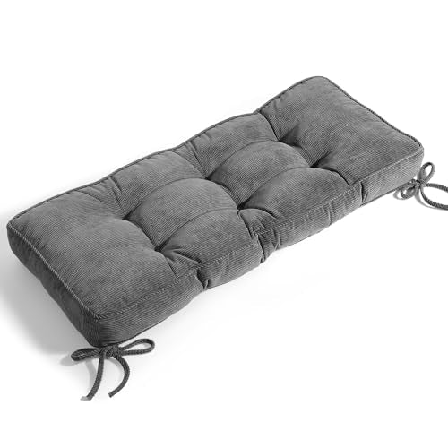 Detiblue Bench Cushion for Indoor Furniture,45x18Inch Tufted Bench Seat Cushion with Non-Slip, Comfortable and Durable for Shoe/Entryway/Storage with Cushion（Grey） - color: Grey, size: 45x18x4