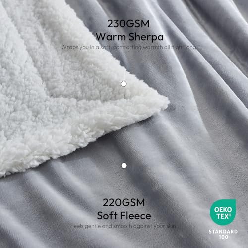 NANPIPER Sherpa Blanket Twin Thick Warm Blankets for Winter Bed Super Soft Fuzzy Flannel Fleece/Wool Like Reversible Velvet Plush Fabric(Light Grey Twin Size 60"x80") - color: Light Grey, size: Twin