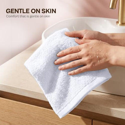 Utopia Towels 24 Pack Cotton Washcloths Set, 100% Ring Spun Cotton, Premium Quality Flannel Face Cloths, Highly Absorbent and Soft Feel Fingertip Towels, White | Premium 100% Ring Spun Cotton Face Cloths - Highly Absorbent, Fast Drying Soft Feel Fingertip