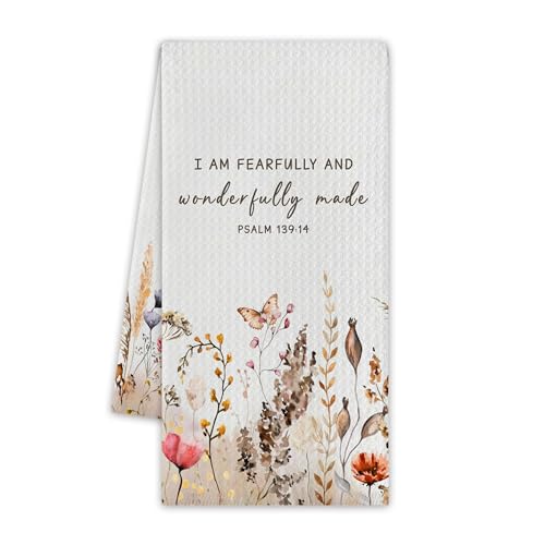 Floral Boho Kitchen Towels, Spring Christian Dish Towels for Kitchen, 13.8 X 23.6 Inch Decorative Hand Tea Towel for Home Bathroom, Religious Themed Decorations & Gifts, 05 - color: Floral Boho Christian