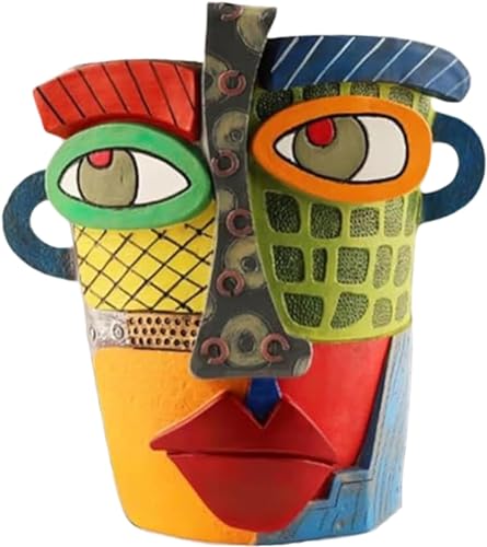 Picasso Brutalist Abstract Beauty Face Flower Pot, Head Planter for Indoor Plants, Funny Abstract Planters - color: Red