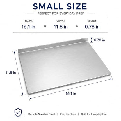Stainless Steel Cutting Board with Counter Lip,Metal Pastry Board Kitchen | Dishwasher Safe Prep Tray for Meat, Vegetables, Bread and Dough,(16x11.8Inch) - size: 16"L x 11.8"W