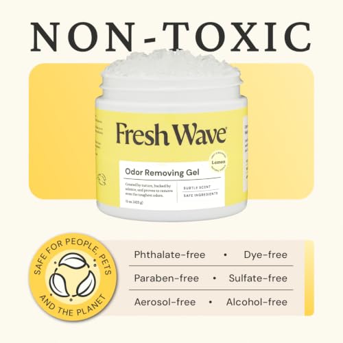 Fresh Wave Lemon Odor Eliminator Gel 15 oz - Air Freshener for Home | Lasts 30-60 days. Plant-based odor absorber. No perfumes or harsh chemicals. Bathroom & closet deoderizer. Refills available. - size: 15 Fl Oz (Pack of 1)