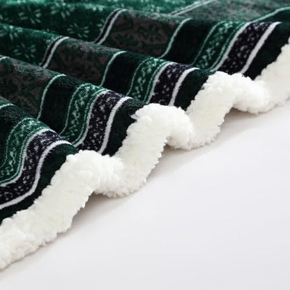 Eddie Bauer - Throw Blanket, Brushed Fleece & Plush Sherpa Soft Bedding, Blanket for Couch & Bed (Fair Isle Green, 50" x 60") - color: Fair Isle Green, size: 50" x 60"