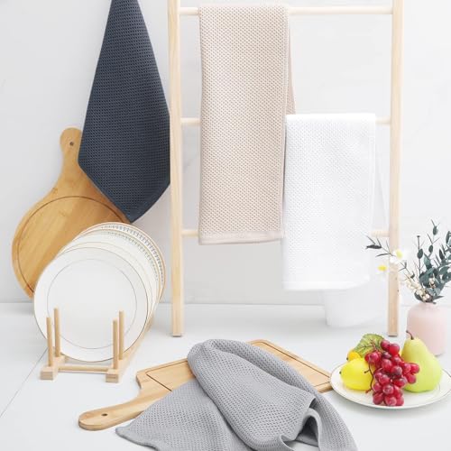 Homaxy 100% Cotton Waffle Weave Kitchen Dish Towels 8-Pack, White | 13 x 28 Inches, Ultra Soft Absorbent Dish Towels, Quick Drying Cleaning Towels - color: White, size: 13 X 28 - 8 Pack