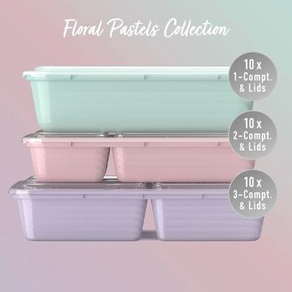 Bentgo Prep Meal Prep Kit, 1, 2 & 3-Compartment Containers, 60 Piece Set | Portion Control, Stackable, Microwave, Freezer & Dishwasher-Safe, Reusable, PFAS & BPA-Free (Floral Pastels) - color: Floral Pastels