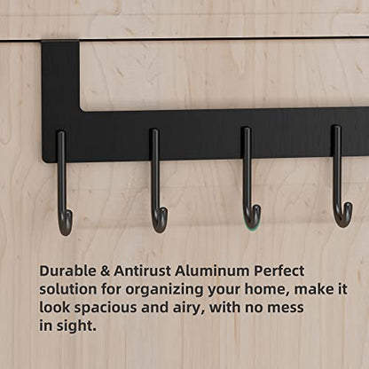 Over Door Hanger, Metal Over the Door Hook Rack with 6 Hook for Hanging Towel Robe Coat Bathroom Bedroom, Towel Rails, Grey - color: Gray