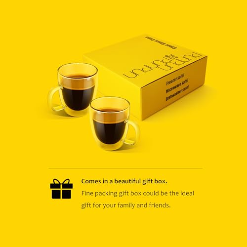 PunPun 17oz.500ml Large Coffee Mug,Double Walled Clear Mugs,Coffee Glass Cup, Heat Resistant Borosilicate Clear Glasses,Premium Glasses, Set of 2 - color: 500ml / set of 2