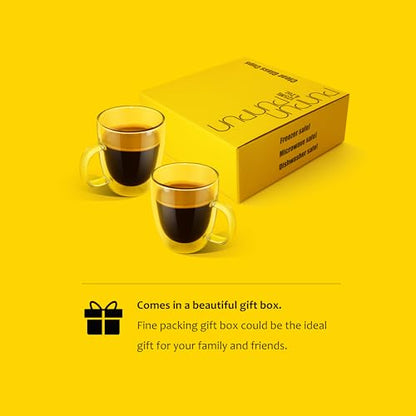 PunPun 17oz.500ml Large Coffee Mug,Double Walled Clear Mugs,Coffee Glass Cup, Heat Resistant Borosilicate Clear Glasses,Premium Glasses, Set of 2 - color: 500ml / set of 2