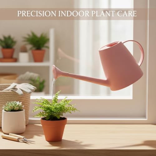 1.8L Long Spout Watering Can for Indoor Plants, Durable PP Plastic Pot Waterer with Precise Flow Control for Home Garden, Balcony & Windowsill - color: Pink