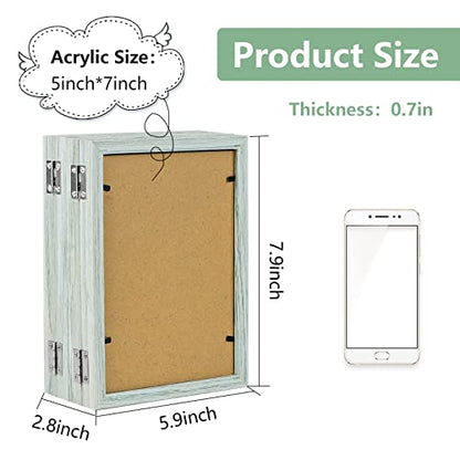 POILKMNI 4 Folding 5x7 Inch Hinged Picture Frame with 4 Openings | Natural Wood Foldable Photo Frame High Definition Acrylic for Mothers Day Father's Day Christmas Gift, Family Picture, - color: Grey, size: 5x7