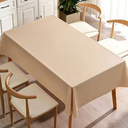 PVC Tablecloth Waterproof Rectangle Table Cloth, Oil Proof & 185°F Heat Resistant Wipeable Cover, Heavy Duty Non for Kitchen Dining Camping Festivities (70"x55") (Champagne Color) - color: Champagne Color