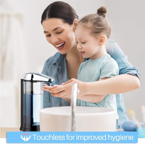 Secura 17oz Automatic Liquid Soap Dispenser, Touchless Battery Operated Hand Soap Dispenser with Adjustable Soap Dispensing Volume Control Dial, Personal Care Dispenser (Chrome) - color: Chrome, size: 500ml