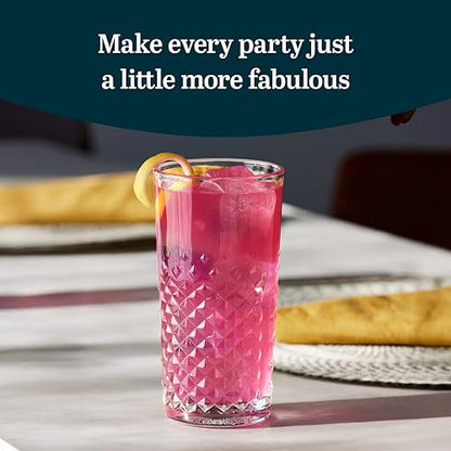 Libbey Carat Tumbler Glasses Set of 4, Faceted 14 oz Drinkware Glasses Set, Dishwasher Safe Tall Drinking Glasses for Cocktails, Soda, and More - color: Carats Tumbler