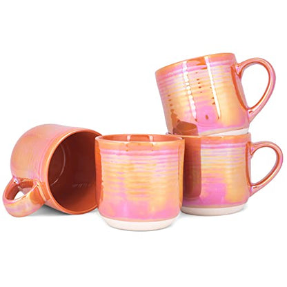 Elanze Designs Glossy Reactive Glaze Large 17 Fluid Ounce Everyday Kitchen Food Grade Ceramic Stoneware Coffee Mug Cup with Comfort Curved Handles, Set of 4, Burnt Orange - color: Burnt Orange