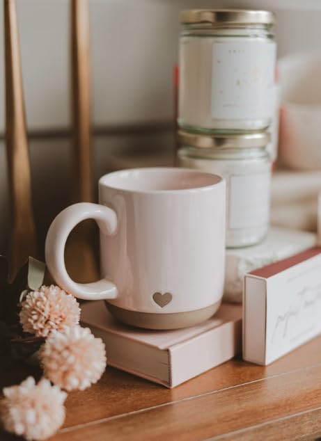 Sweet Water Decor Pink Heart Coffee Mug, 14oz Stoneware Cup with Handle for Hot Cocoa, Tea & Cider, Microwave & Dishwasher Safe, Romantic Valentine's Day Gift for Her - style: Pink Heart