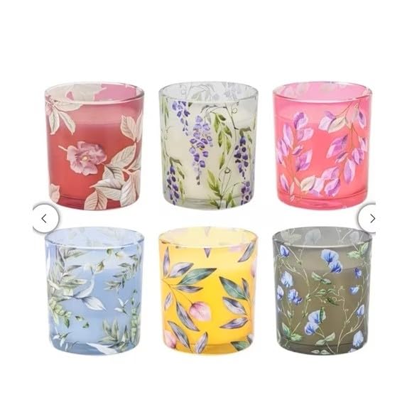 Indulgent Fragranced Candle Set, Fragrance Blended Soy Wax, Decorative Glass Jars, 6 Pack 7 oz Each