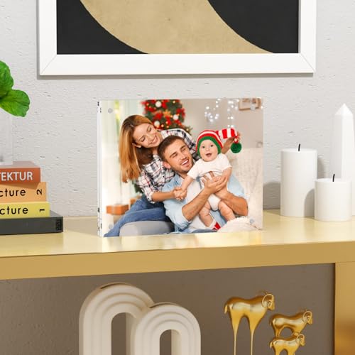 NIUBEE Acrylic Photo Frame 8x10,Clear Picture Frame 20% Thicker Block | Shatterproof &Safe, 95% High Transparency, UV protection, Double-sided display Magnetic Desktop Frames for Picture Display - size: 8x10"(1 Pack)