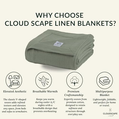 CSL Premium Cotton Blanket Queen Bed,Cooling & Soft, 92"x92", Olive Green | Queen Summer Blanket, Fits up to Full Size Bed, Soft & Breathable for All Season, Gift Ready with Reusable Tote Bag - color: 05. Olive Green, size: Queen / Full (92" x 92")