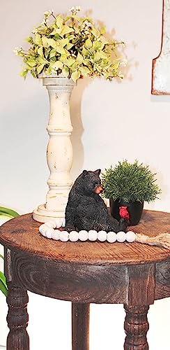 The Bridge Collection Black Bear and Cardinal Friend Figurine | Hand Painted Realistic Bear Decor For Cabin, Home or Garden Decor