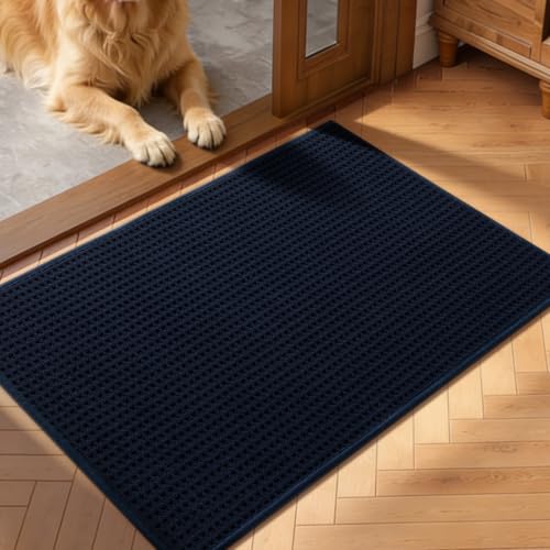 Indoor Door Mat 20" x 32", Non-Slip Washable Entryway Mat, Dirt Trapper Absorbent Entrance Mat, Low Profile Floor Mat for Front/Back Door, Entryway, Dark Blue - color: Dark Blue, size: 20"x32" (Rectangular)