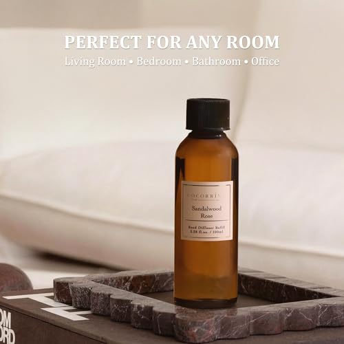 Reed Diffuser Refill Set, 10.2oz Scented Oil Refill 3 Pack, Sandalwood Rose, Cherry Blossom, Wild Mint & Eucalyptus, Long Lasting Oil Diffuser Refill with18 Sticks for Bathroom & Bedroom