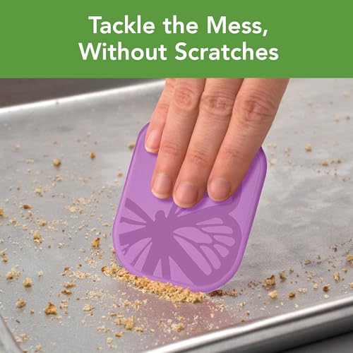 Tovolo Plastic Scraper Tool Set of 3 Butterflies for Pots Pans Dishes and Bakeware, Easy to Clean Dishwasher Safe BPA Free Scratch Resistant Nylon Pan Scraper Easily Scrapes & Cleans Cookware - color: Purple Butterflies