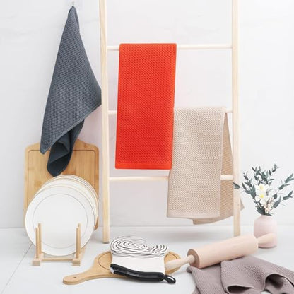 Homaxy 100% Cotton Waffle Weave Kitchen Dish Towels 24-Pack, Beige | 13 x 28 Inches, Ultra Soft Absorbent Dish Towels, Quick Drying Cleaning Towels - color: Beige, size: 13 X 28 - 24 Pack