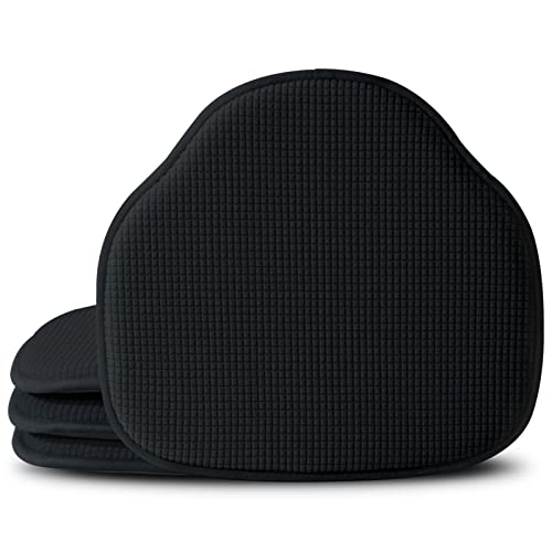 Shinnwa Windsor Chair Cushions 4 Pack, Non Slip Chair Pads for Dining Room, Farmhouse Kitchen Seat Cushion, Set of 4, 17 x 15.5 inches, Black - color: Black, size: 4 Count (Pack of 1)