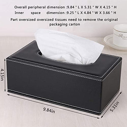 High-end Fashion PU Leather Tissue Box Holder Black with lid, Rectangular Napkin Facial Tissues Holder Dispenser,Home Office Car Tissue Box Cover Decorative Container with Magnetic Bottom (Black) - color: Black