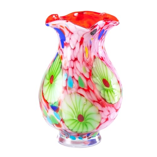 KAMMAK Colored Glass Vase, Beautiful Hand Blown Decorative Vase, Modern Art Vase for Flower Mantle Dining Table Centerpiece, Entryway Living Room Wedding Decoration, 8HPFH02025 - style: 8HPFH02025
