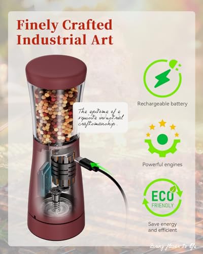 Electric Salt and Pepper Grinder Set with Storage Base, Stainless Steel Rechargeable Salt and Pepper Grinder Set with 4.5 oz Large Capacity, 1.8" Wide Mouth, Adjustable Coarseness, Ideal for Kitchen - color: Roseo