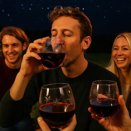 SHOSHIN Handmade Crystal Hand-cut Stemless wine glass (Star set of 4) - color: Star set of 4
