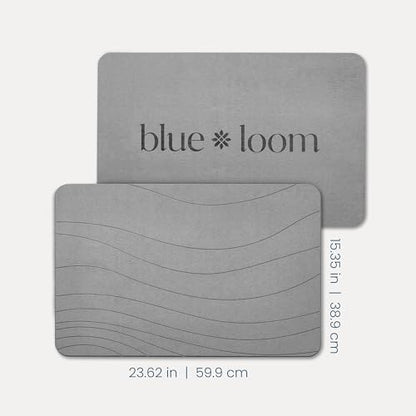 Stone Bath Mat, Premium Non-Slip Diatomaceous Earth Bathmat, Absorbent and Quick Drying to Elevate Your Bathroom, Dry Floor or Kitchen, Easy to Clean Spa Experience 15.3" x 23.6" - Grey