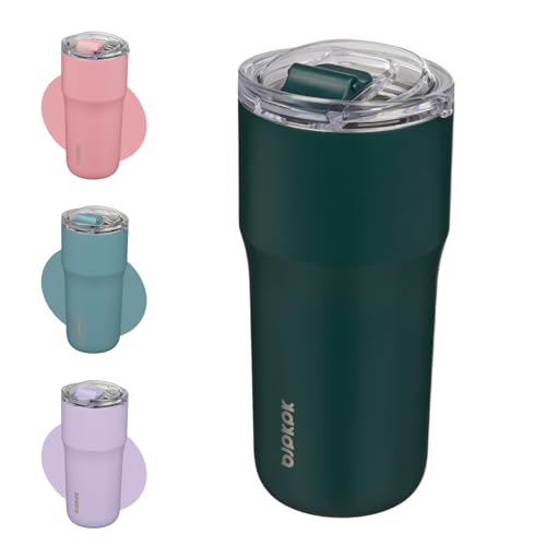 BJPKPK 20oz Spill Proof Coffee Tumbler, Insulated Stainless Steel Cup | Double Wall Vacuum, Leakproof Lid, Keeps Hot/Cold/Iced, BPA Free, Dishwasher Safe, Cupholder, Travel, Dark Green - color: Dark Green