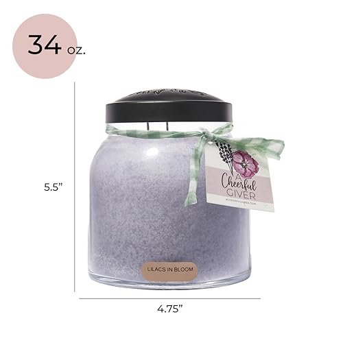 A Cheerful Giver — Lilacs In Bloom - 34oz Papa Scented Candle Jar with Lid - Keepers of the Light - 155 Hours of Burn Time, Gift Candle, Violet - size: 34oz