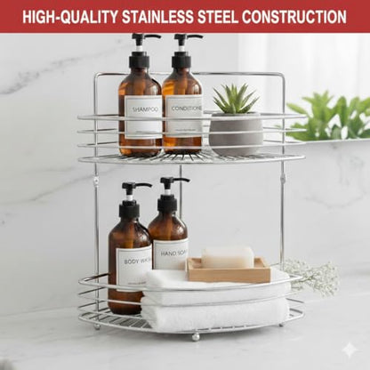 2-Tier Standing Shower Caddy, Stainless Steel Freestanding & Wall-Mounted, Chrome - style: TRIANGLE 2-LAYER