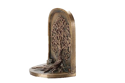 Tree of Life Bookends, Antique Brass, 2 Decorative Bookends for Shelves or Bookcase, Cast Iron, Non-Skid Heavy Bookends, Home Décor Gift