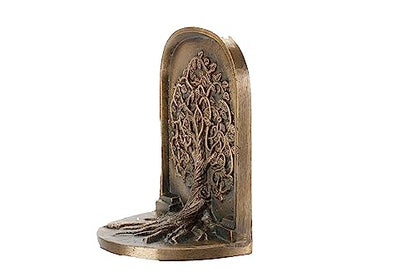 Tree of Life Bookends, Antique Brass, 2 Decorative Bookends for Shelves or Bookcase, Cast Iron, Non-Skid Heavy Bookends, Home Décor Gift