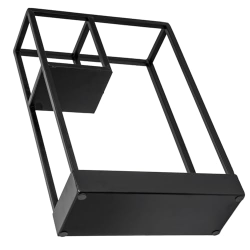 MyGift Modern Black Metal Entryway Umbrella Rack with Geometric Design, 13 x 5-inch Wide Rectangular Freestanding Cane Umbrella Holder with Shelf for Small Umbrellas and Bottom Drip Catch Tray - color: Black, size: 13.4″(Rectangle)