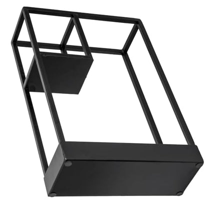 MyGift Modern Black Metal Entryway Umbrella Rack with Geometric Design, 13 x 5-inch Wide Rectangular Freestanding Cane Umbrella Holder with Shelf for Small Umbrellas and Bottom Drip Catch Tray - color: Black, size: 13.4″(Rectangle)
