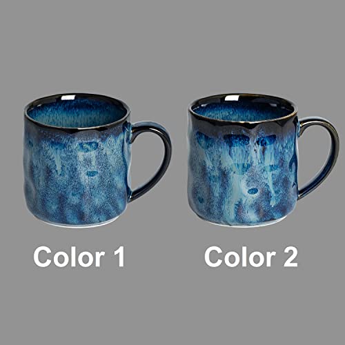 Ceramic Coffee Mugs - 12 Ounces Ceramic Mugs - Tea Cups with Handle - Funny Cappuccino Cups - Dishwasher Safe, Set of 4 - color: Royal Blue