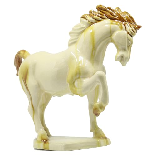 Handmade Ceramic Horse Sculpture for Home and Office Décor 8 inch Ivory | Artful decor & thoughtful gifting – Ceramic horse in one exquisite piece. - color: Ivory