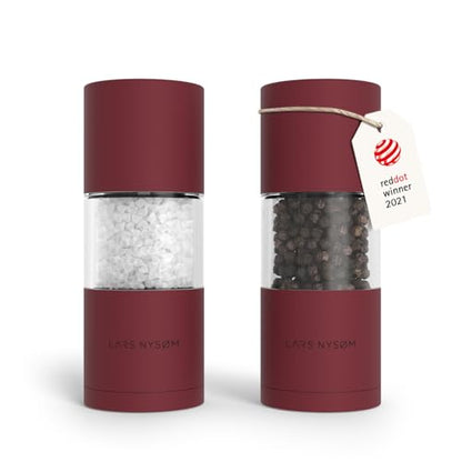 LARS NYSØM Salt and Pepper Grinder Set, Manual Salt and Pepper Mills with Adjustable Ceramic Grinder, Design Spice Shaker Set (Berry Red) - color: Berry Red