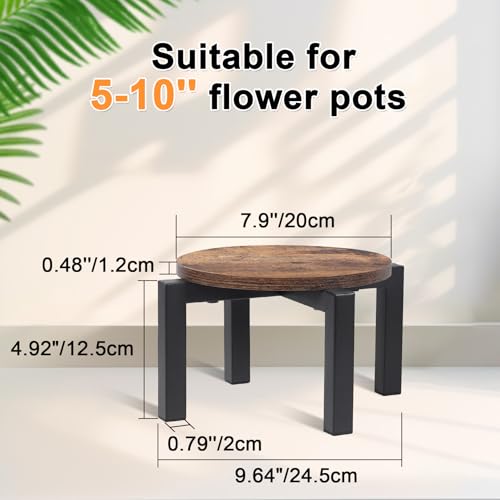 Vigordream Plant Stand Indoor, Heavy Duty Sturdy Metal Plant Pot Holder | Modern Wooden Planter Stool, Single Flower Pot Stands Low Short Planter Riser Flower Table Fits 5-10 Inch Pots - size: Small