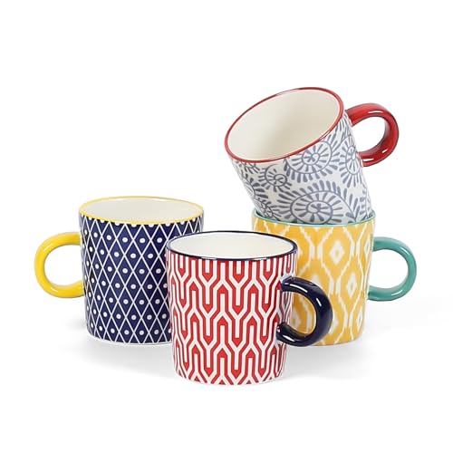 Selamica Ceramic Espresso Cups Set of 4, Assorted Colors | 5 Oz Espresso Mugs Porcelain Cappuccino Cups, Demitasse Cups for Coffee Latte Lungo Tea - color: Assorted Colors, size: 5 Oz